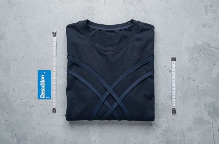Tee-shirt Percko Decathlon à plat montrant les bandes élastiques de correction posturale